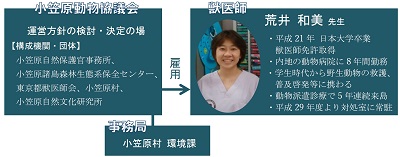 運営委体制:小笠原動物協議会が獣医師(新井和美先生)を雇用。